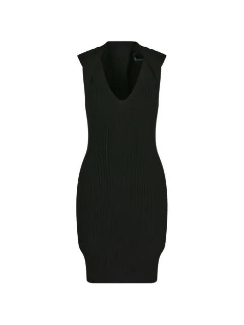 V-neck ribbed mini dress by BALMAIN