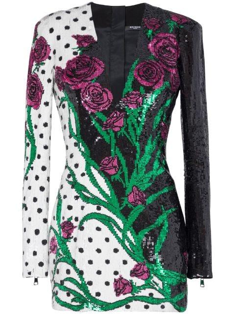 V-neck sequin minidress by BALMAIN