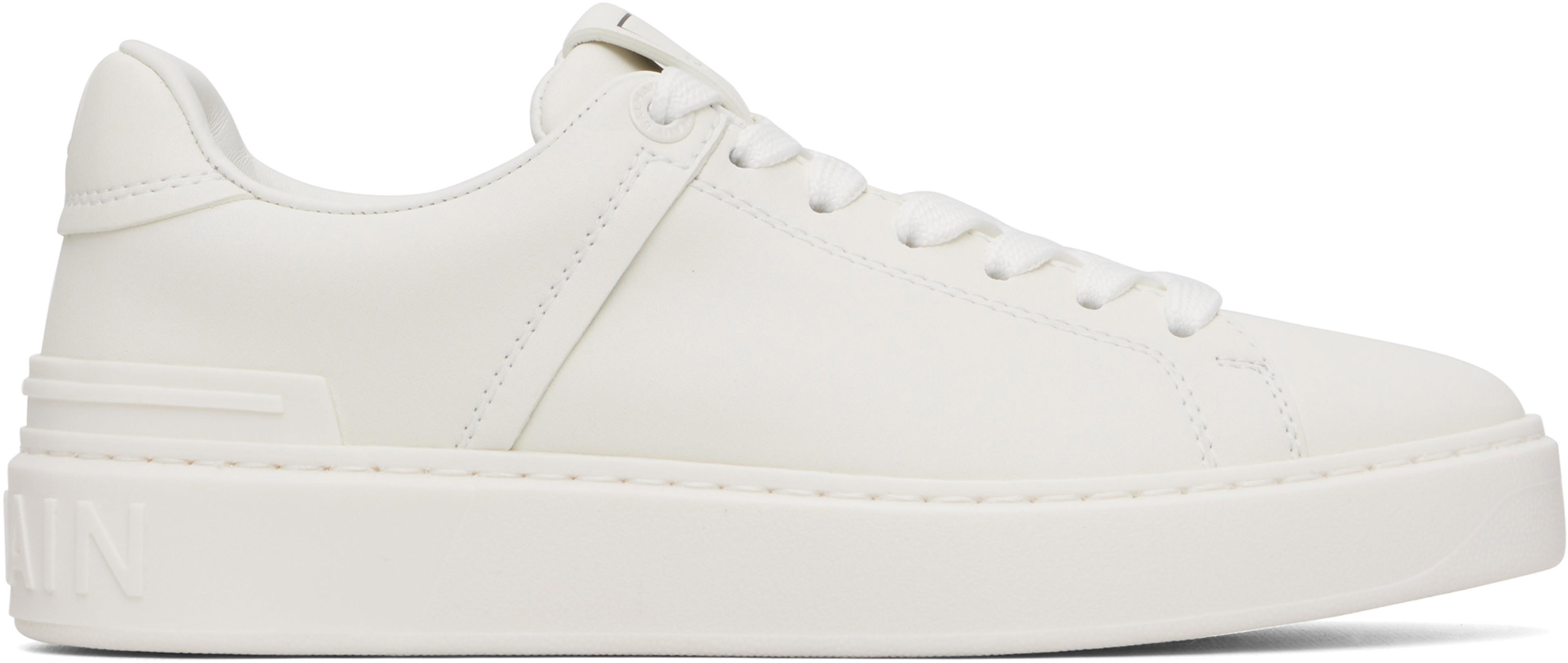 White B-Court Sneakers by BALMAIN