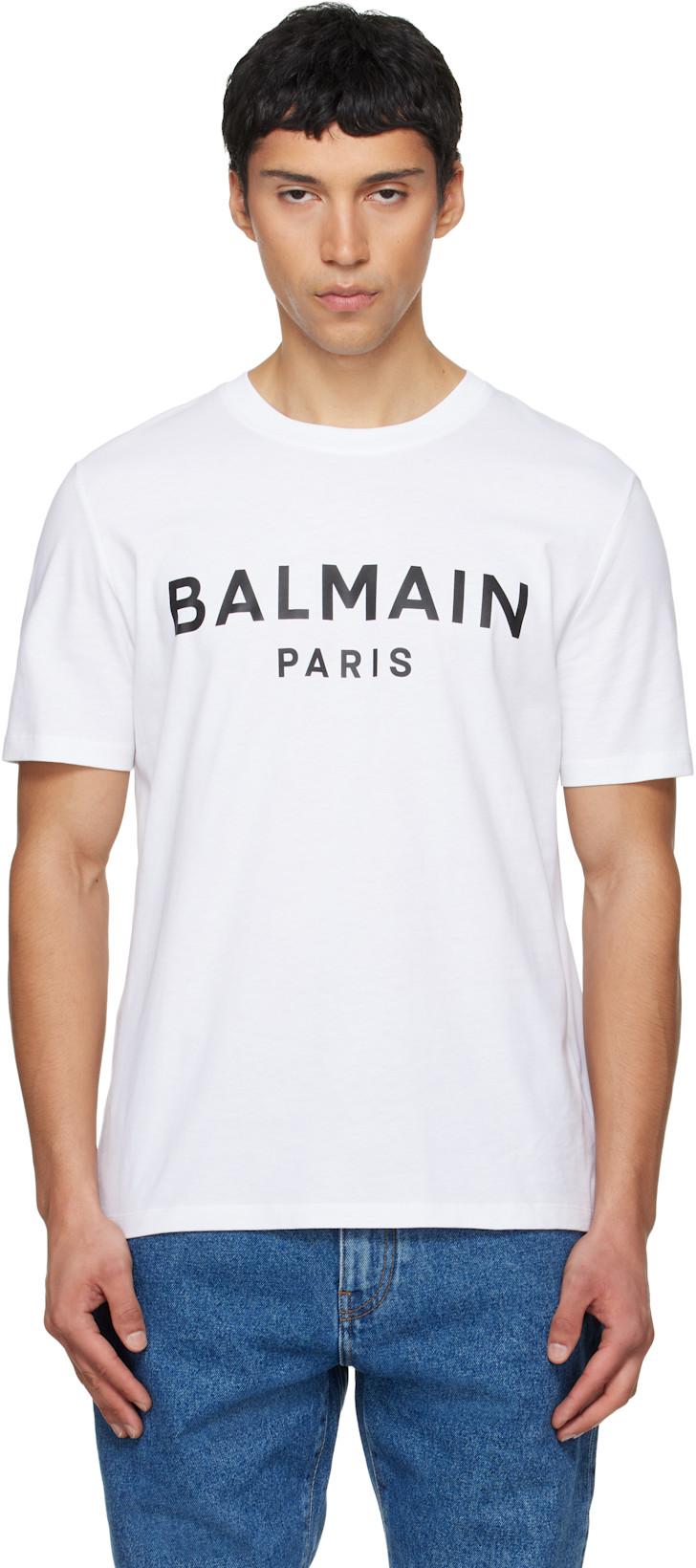 White 'Balmain Paris' Print T-shirt by BALMAIN