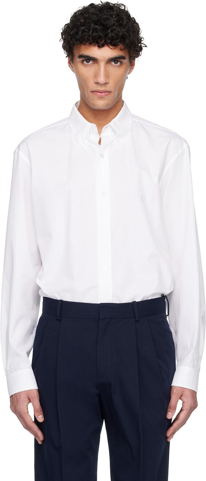 White Cotton Poplin Shirt by BALMAIN