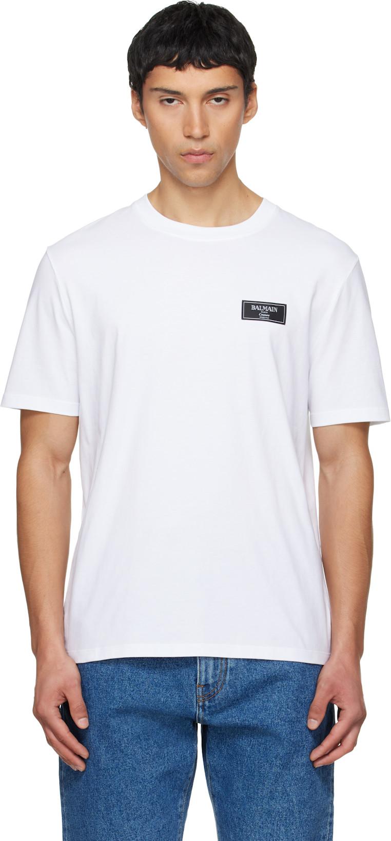 White Couture Label T-shirt by BALMAIN
