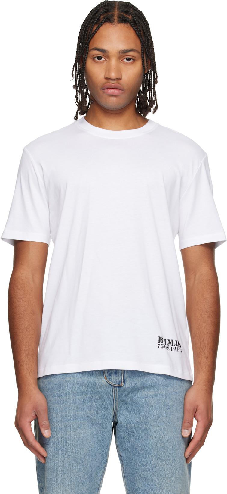 White Small 'Balmain' Stamp Printed T-shirt by BALMAIN