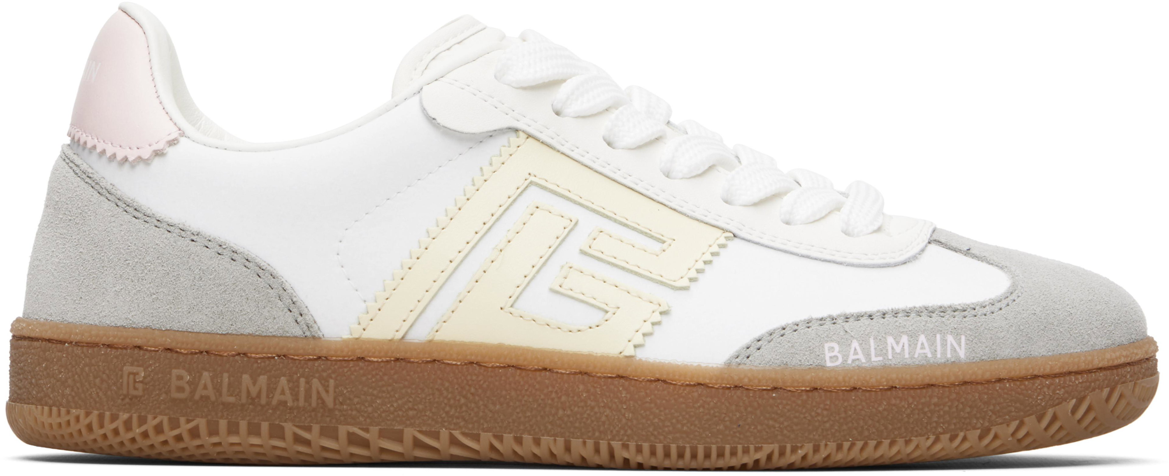 White Swan Suede & Nylon Sneakers by BALMAIN