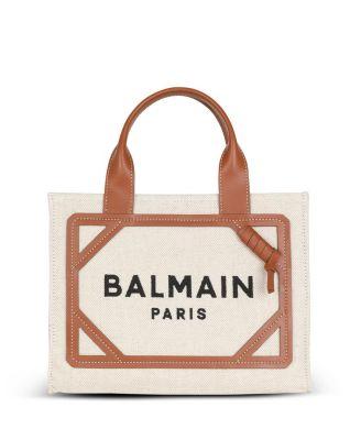 Women's B-Army Small Tote Bag in Canvas and Leather by BALMAIN