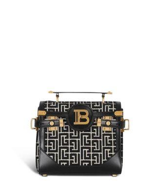 Women's B-Buzz 23 Bag in Jacquard and Leather by BALMAIN