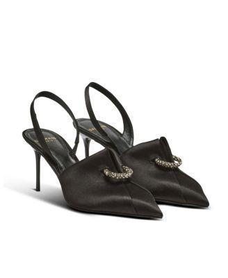 Women's Satin Slingbacks with Piercing by BALMAIN Women's Satin Slingbacks with Piercing by BALMAIN