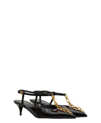 Women's Sync Chain Kitten Slingbacks in Leather by BALMAIN
