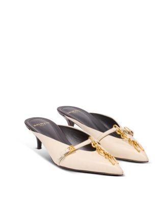 Women's Sync Leather Mules with Pointed Toe by BALMAIN