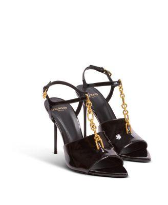 Women's Sync Patent Leather Sandals with Heel by BALMAIN