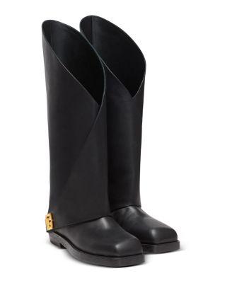 Women's Twist Flat Leather Boots by BALMAIN