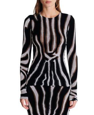Zebra-Print Velvet Bodycon Top by BALMAIN