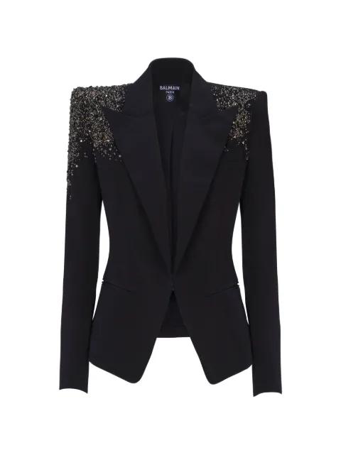 amethyst embroidered crepe jacket by BALMAIN