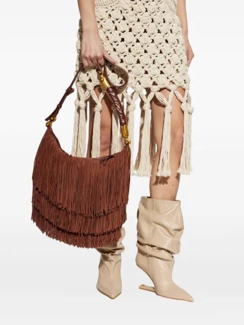 Ébène fringed leather shoulder bag by BALMAIN