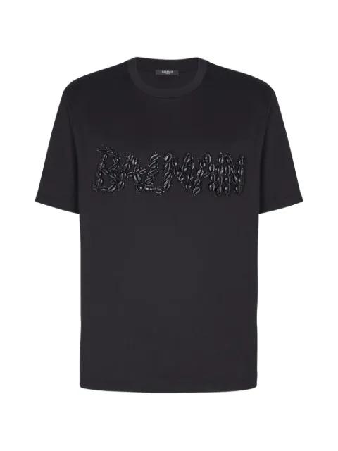beaded-logo T-shirt by BALMAIN