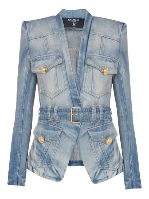 belted denim jacket by BALMAIN