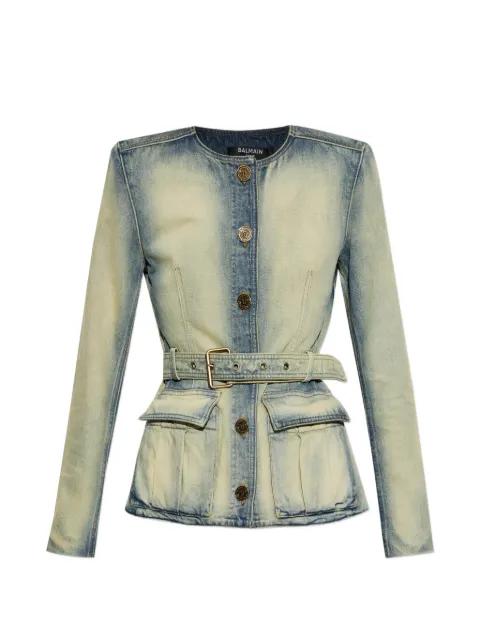 belted denim jacket by BALMAIN