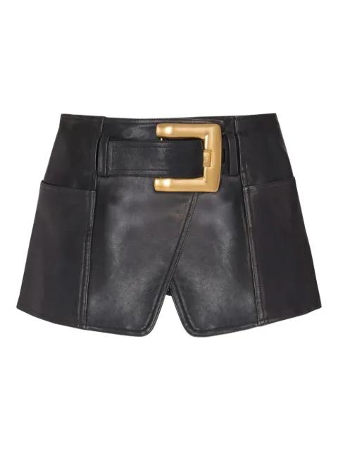 belted leather mini skirt by BALMAIN