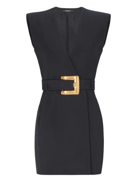 belted wrap dress by BALMAIN