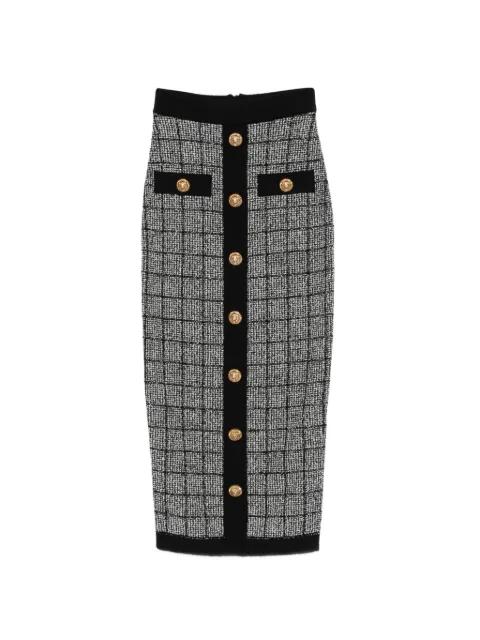 button check midi skirt by BALMAIN
