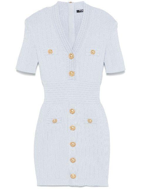 button-detail knitted mini dress by BALMAIN