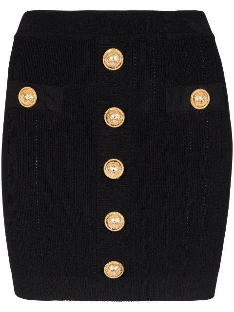 button-detail knitted miniskirt by BALMAIN