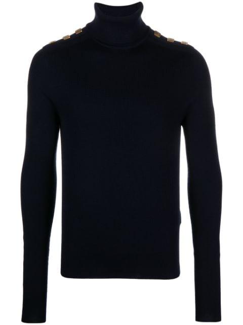 button-details merino-wool jumper by BALMAIN
