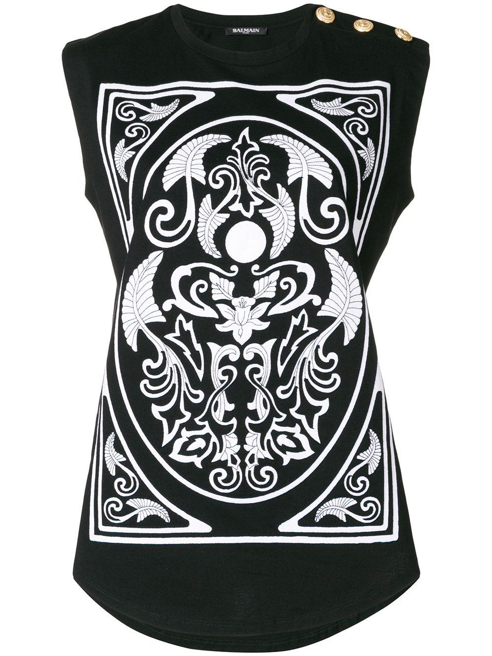 button embellished T-shirt by BALMAIN