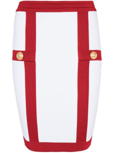 button-embellished bodycon skirt by BALMAIN
