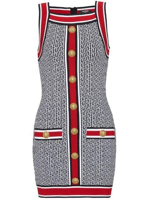 button-embellished monogram minidress by BALMAIN
