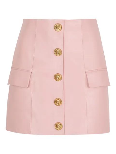 button lambskin mini skirt by BALMAIN