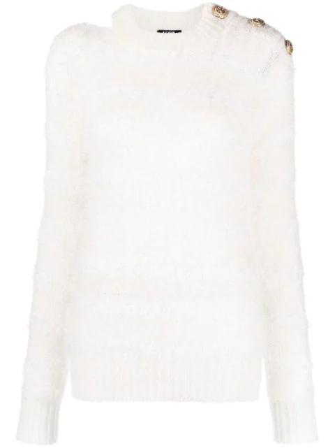 buttoned crew-neck jumper by BALMAIN