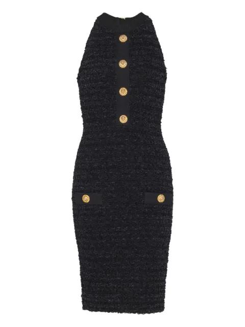 buttoned-pocket tweed mini dress by BALMAIN