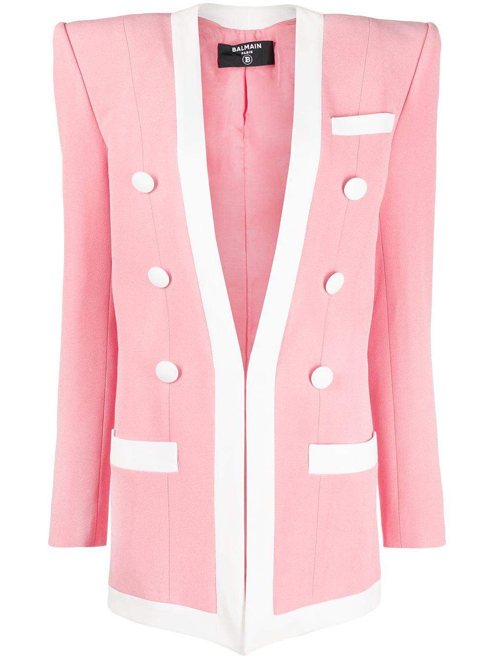 contrasting-trim structured-shoulder blazer by BALMAIN