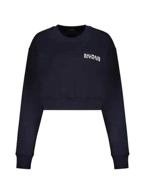 cropped logo sweatshirt by BALMAIN