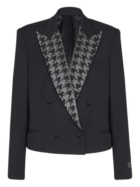 crystal-embellishment double-breasted blazer by BALMAIN