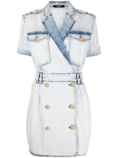 double-breasted denim dress by BALMAIN
