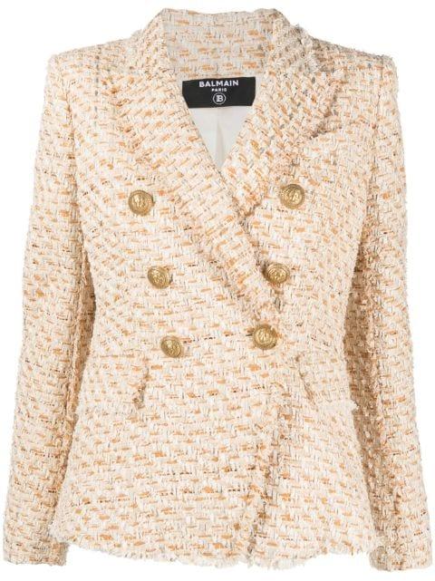 double-breasted tweed blazer by BALMAIN