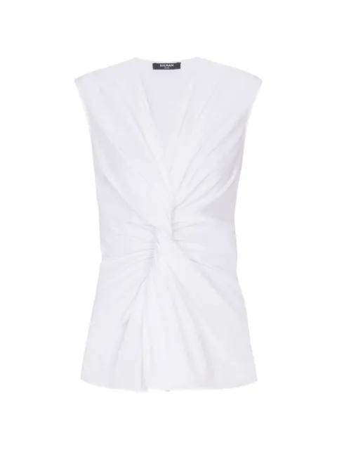 draped V-neck blouse by BALMAIN
