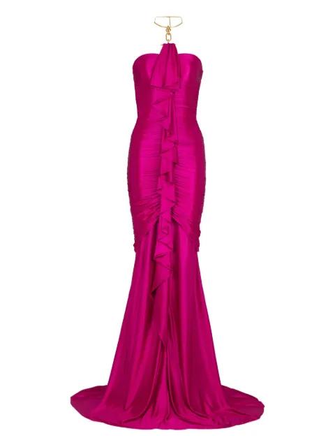 draped-bustier maxi dress by BALMAIN