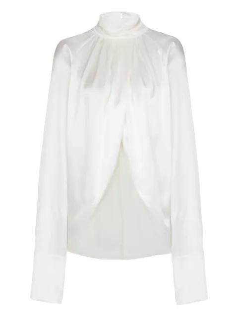 draped long-sleeve blouse by BALMAIN