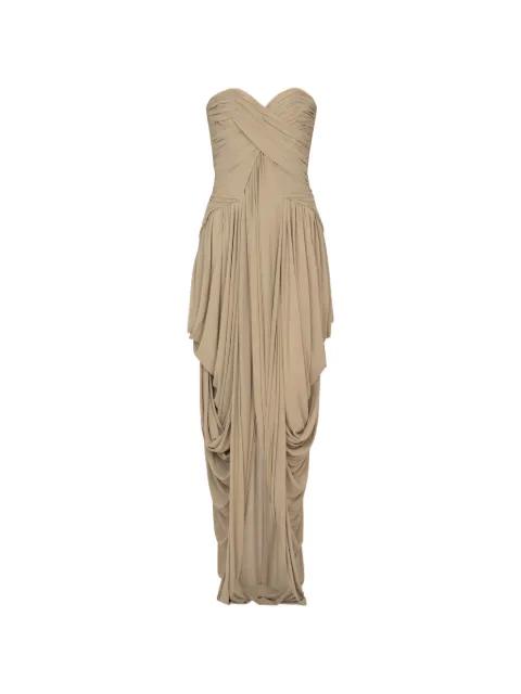 draped strapless jumpsuit by BALMAIN
