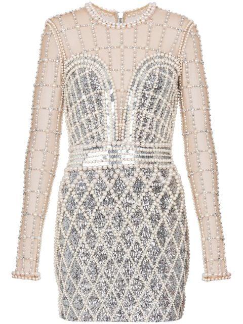 embellished beaded minidress by BALMAIN