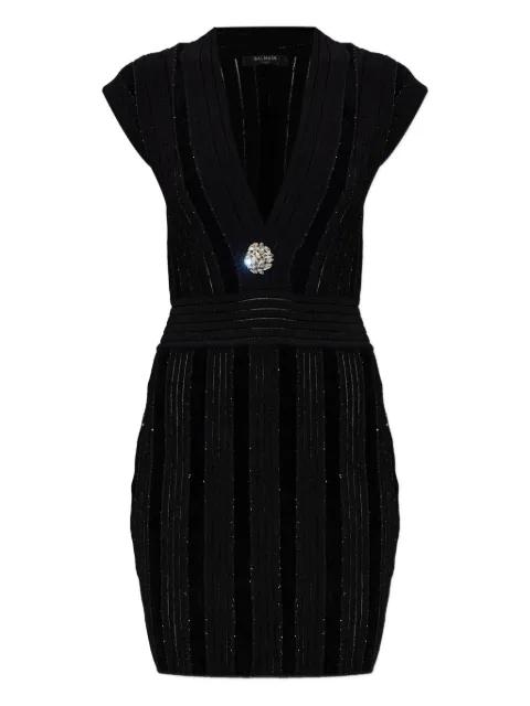 embellished-chest V-neck dress by BALMAIN
