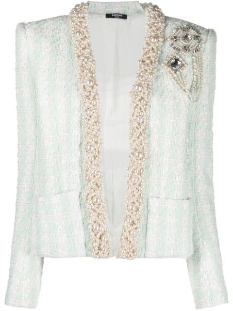 embellished tweed jacket by BALMAIN