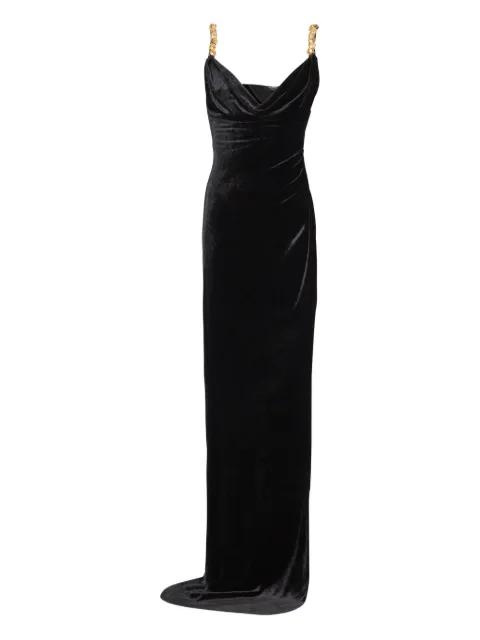 embellished velvet slit dress by BALMAIN