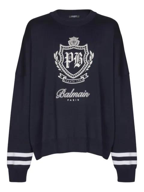 emblem striped sweater by BALMAIN