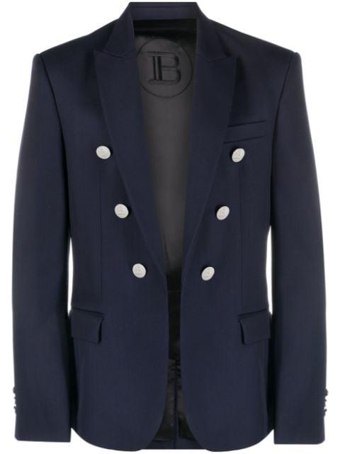 embossed-button double-breasted blazer by BALMAIN