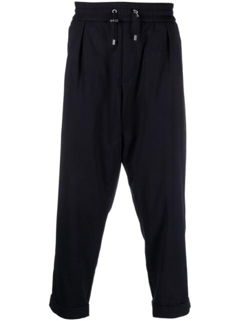 embossed-button drawstring-waist trousers by BALMAIN