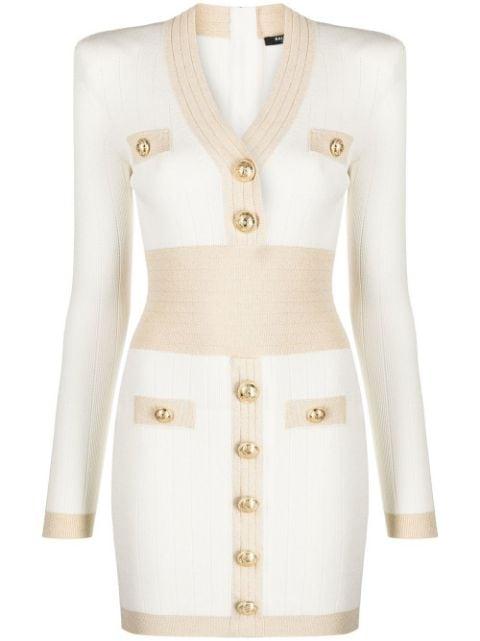 embossed-button knitted minidress by BALMAIN